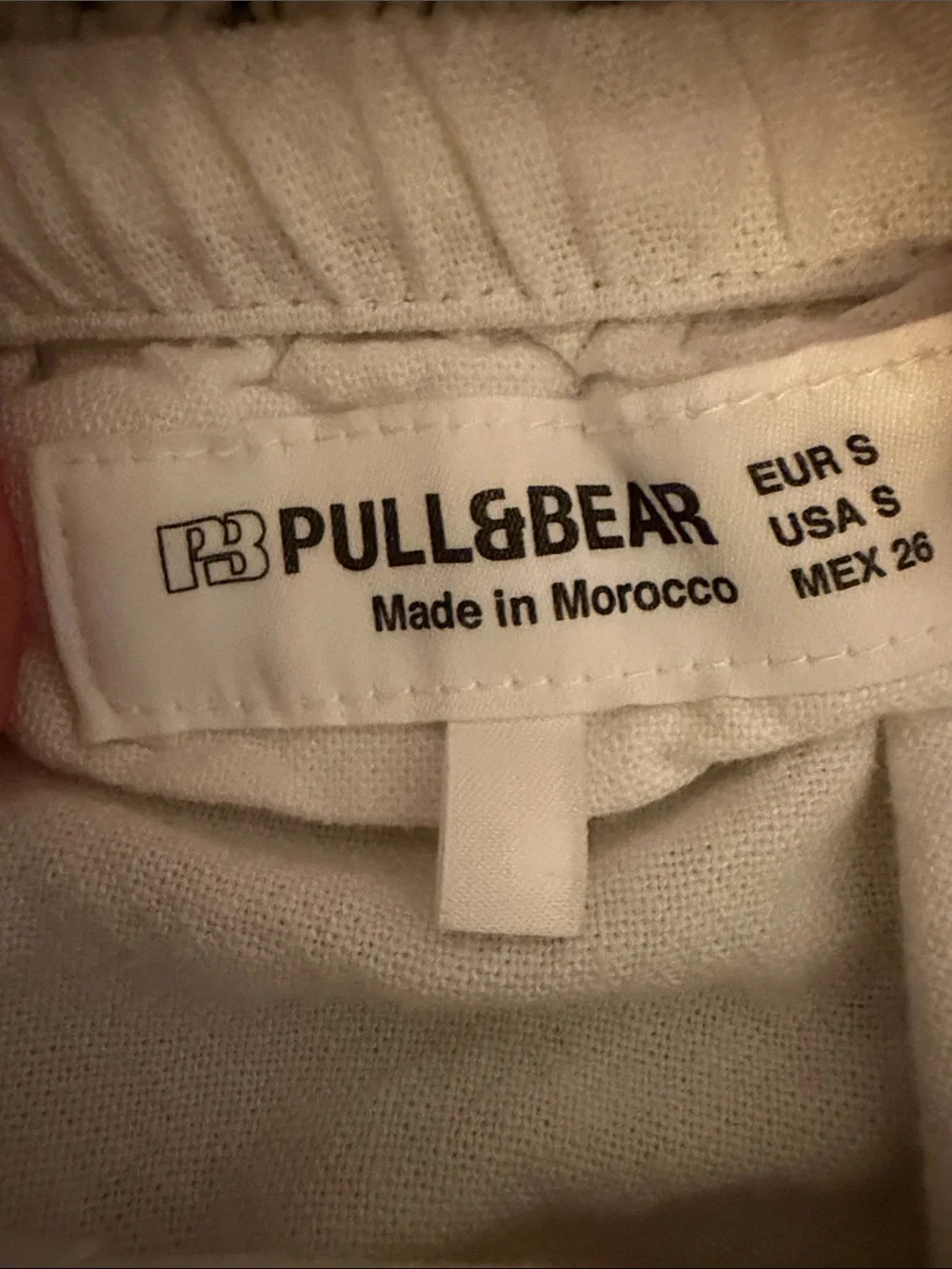 Pull&Bear White Drawstring Linen-Blend shorts